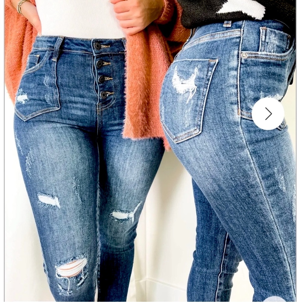 Risen Button Fly Patch Pocket Roll-Up Skinny - image 2